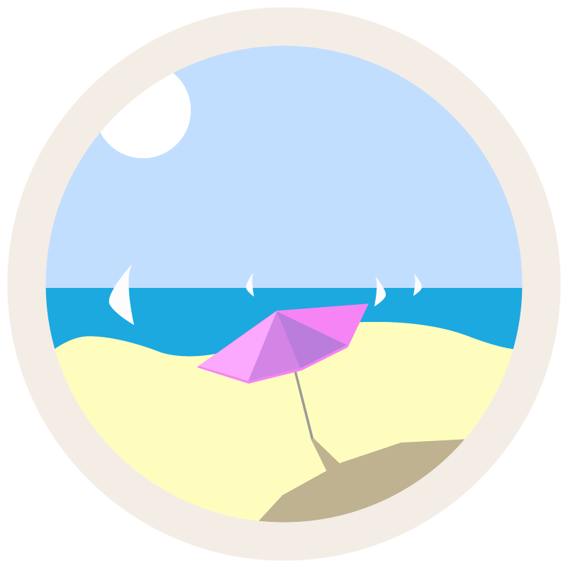 Seducta gift illustration of a beach landscape with an umbrella