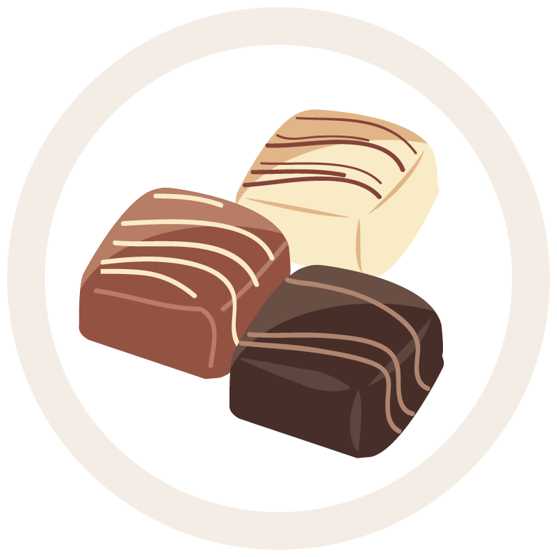 Seducta gift illustration of 3 chocolates